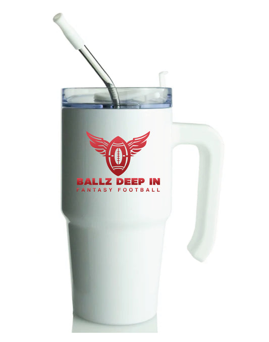 20oz Tumbler w/ Handle - Ballz Deep in Fantasy Football