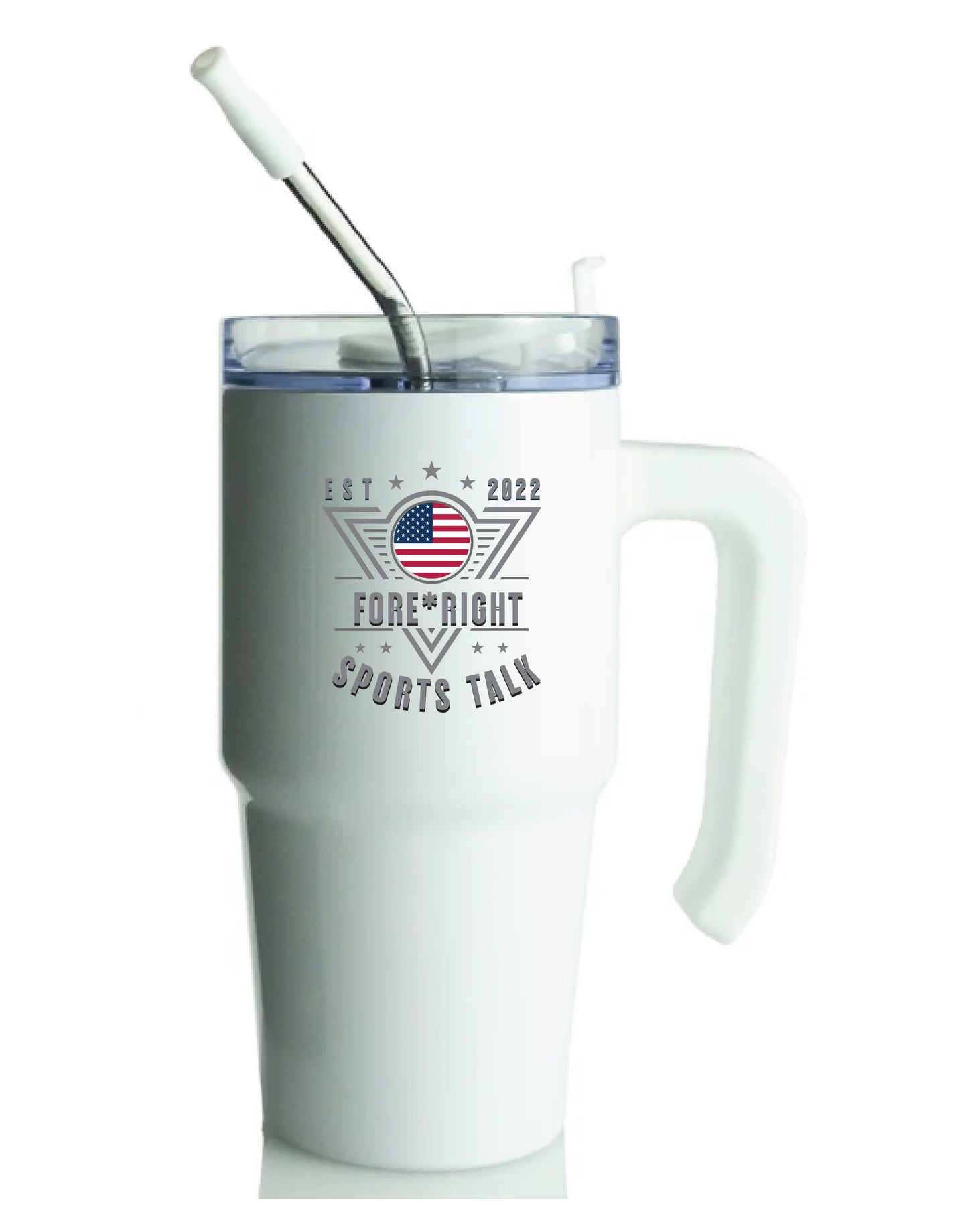 20oz Tumbler w/ Handle - Fore*Right Sports Talk